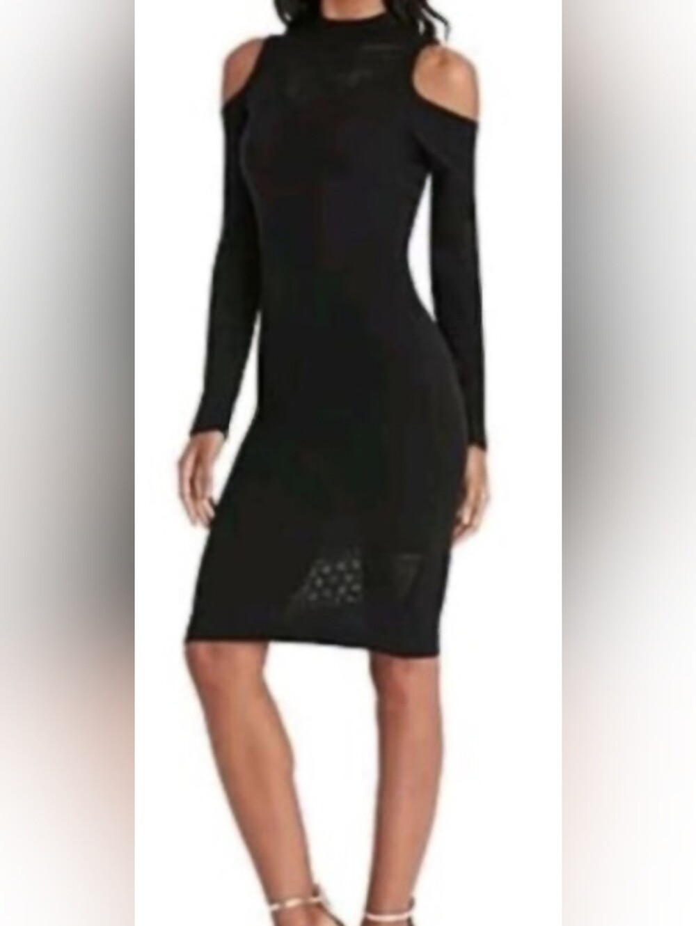 Nicki Minaj Black Cold-Shoulder Long-Sleeve Bodycon Sweater Dress Sz XL
